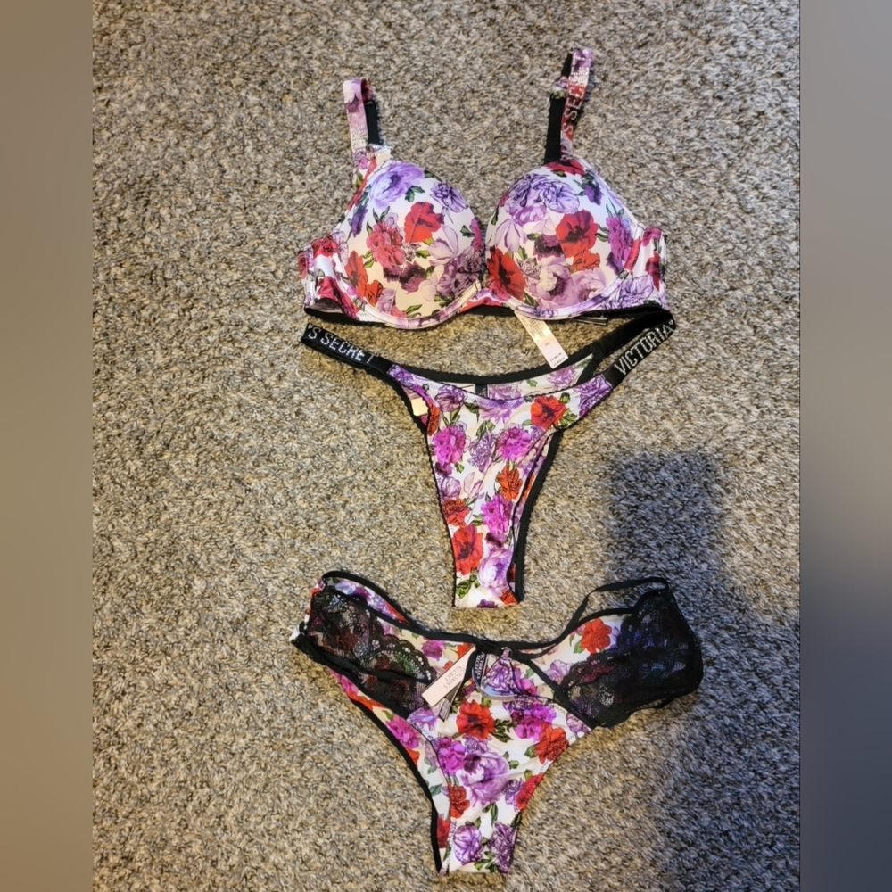 Victoria's Secret Floral Print Lingerie Set